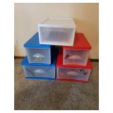 5 Large Plastic Storage Drawers