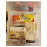 Batteries, Matches, Lighter, Child Safety Locks, and 2 Stackable Plastic Drawer Storage Containers with Contents
