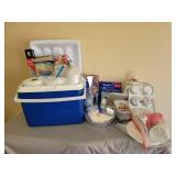 Paper Goods and Rubbermaid Cooler