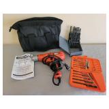 Black & Decker 6amp 3/8" Drill with Drill Bits and Bag