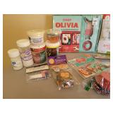 Olivia Cookbook and Cookie Cutter Kit NIB, Cupcake Papers, Sprinkles, Gingerbread Kit NIB, and Childrens Holiday Craft Kits