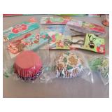 Olivia Cookbook and Cookie Cutter Kit NIB, Cupcake Papers, Sprinkles, Gingerbread Kit NIB, and Childrens Holiday Craft Kits