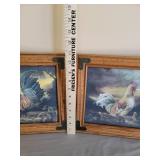 2 Framed Rooster Pictures 10x12
