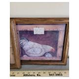 3 Framed Rooster Pictures 10x12