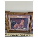 3 Framed Rooster Pictures 10x12