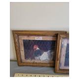 3 Framed Rooster Pictures 10x12