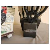 Rooster Utensil Holder with Utensils and Farberware Knife Set