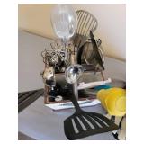 Rooster Utensil Holder with Utensils and Farberware Knife Set