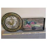 Metal Rooster Wall Hanging and Burts Seed Sign