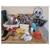 Home Decor and Household Supplies (light bulbs, flashlight, tape measure, pillows, 6" sharpening stone NIB, and stone oil