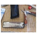 Home Decor and Household Supplies (light bulbs, flashlight, tape measure, pillows, 6" sharpening stone NIB, and stone oil