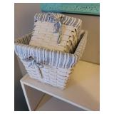 22" RELAX Sign, Metal Trashcan, and 2 Lined Baskets