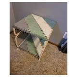 End Table with Metal Bicycle Wall Hanging