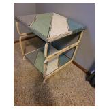 End Table with Metal Bicycle Wall Hanging