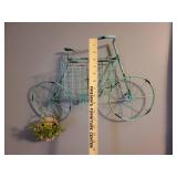 End Table with Metal Bicycle Wall Hanging