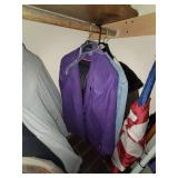 Contents of Coat Closet (Coats L-XL, Jackets, Shoes size 7, Umbrellas, and Flag)