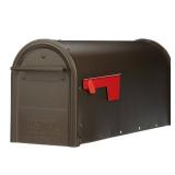Gibraltar Mailboxes Franklin Medium, Steel, Post Mount Mailbox, Bronze w/Brass Finish, FM11BZ01