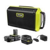 RYOBI ONE+ 18V Speaker with Bluetooth Wireless Technology with 2.0 Ah Battery and Charger