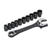 Crescent CPTAW8 Pass-Thru X6 Black Oxide Adjustable Wrench and Spline Socket Set