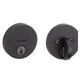 258 Uptown Round Keyed One Side Low Profile Deadbolt featuring SmartKey Securityâ¢ in Iron Black