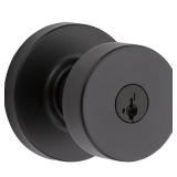 Kwikset Pismo Round Matte Black Exterior Entry Door Knob Featuring SmartKey Security with Microban Antimicrobial Technology