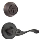 Kwikset 690 Balboa Keyed Door Lever and Sgl Cyl Deadbolt Combo Pack in Venetian Bronze