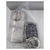 Defiant Castle Satin Nickel Electronic Touchpad Single Cylinder Deadbolt with Hartford Knob Combo Pack