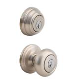 Kwikset 992 Juno Entry Knob and Double Cylinder Deadbolt Combo Pack featuring SmartKeyÂ® in Satin Nickel