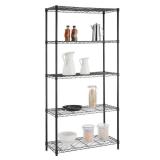 Black 5-Tier Steel Wire Shelving Unit (36 in. W x 72 in. H x 16 in. D) Model: 21656PS-1