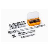 GEARWRENCH 1/4 in. Drive 6-Point SAE/Metric Slim Flex-Head Ratchet and Socket Mechanics Tool Set (55-Piece)Model: 81039
