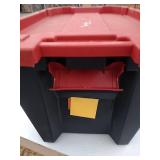 45 Gal. Latch and Stack Tote in Red and Black with Wheels