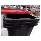 27 Gal. Tough Storage Tote in Black with Red Lid; 3 TOTES 1 LID