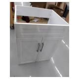 Glacier Bay All-in-One 24.125 in. x 21.375 in. x 35 in. Stainless Steel Laundry Sink with Faucet and White Storage Cabinet