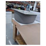 Glacier Bay All-in-One 24.125 in. x 21.375 in. x 35 in. Stainless Steel Laundry Sink with Faucet and White Storage Cabinet