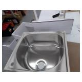 Glacier Bay All-in-One 24.125 in. x 21.375 in. x 35 in. Stainless Steel Laundry Sink with Faucet and White Storage Cabinet