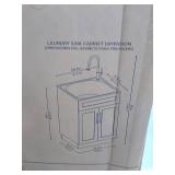 Glacier Bay All-in-One 24.125 in. x 21.375 in. x 35 in. Stainless Steel Laundry Sink with Faucet and White Storage Cabinet