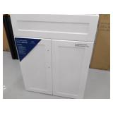 Glacier Bay All-in-One 24.125 in. x 21.375 in. x 35 in. Stainless Steel Laundry Sink with Faucet and White Storage Cabinet
