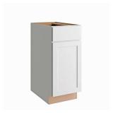 Hampton Bay Courtland Shaker Assembled 15 in. x 34.5 in. x 24 in. Stock Base Kitchen Cabinet in Polar White Finish