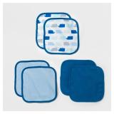 Case of 24 Baby Lightweight 6pk Washcloth Set Cloud Island - Blue