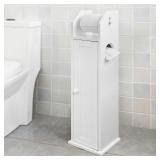 White Free Standing Bathroom Toilet Paper Roll Holder