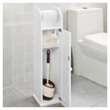 White Free Standing Bathroom Toilet Paper Roll Holder