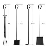 agabeli 5PCS Fireplace Tools Set Wrought Iron Fireset Fire Tools with Handles