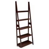 Amazon Basics Modern 5-Tier Ladder Bookshelf Organizer, Solid Rubberwood Frame - Espresso Finish