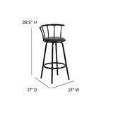Flash Furniture Crown Back Black Metal Barstool with Black Vinyl Swivel Seat