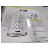 BELLA 1.5 Liter Electric Ceramic Tea Kettle with Boil Dry Protection & Detachable Swivel Base, Silver Foil