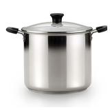 T-fal C99863 Stainless Steel Oven Safe Dishwasher Safe PFOA Free Stock Pot Cookware, 12-Quart, Silver