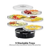Elite Gourmet Food Dehydrator, Adjustable Temperature Controls, Jerky Herbs Fruit Veggies Snacks, BPA-Free, Black 5 Trays