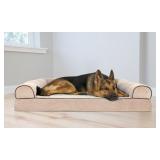 FurHaven Pet Dog Bed Orthopedic Faux Fleece & Chenille Sofa-Style Couch Pet Bed for Dogs & Cats, Coffee, Large