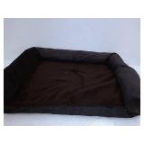FurHaven Pet Dog Bed Orthopedic Faux Fleece & Chenille Sofa-Style Couch Pet Bed for Dogs & Cats, Coffee, Large