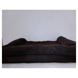 FurHaven Pet Dog Bed Orthopedic Faux Fleece & Chenille Sofa-Style Couch Pet Bed for Dogs & Cats, Coffee, Large
